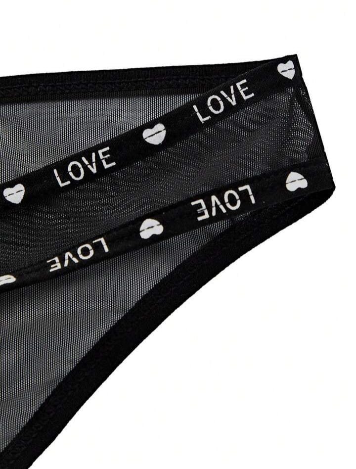 Men's Love Print Webbing 3d Pocket Underwear